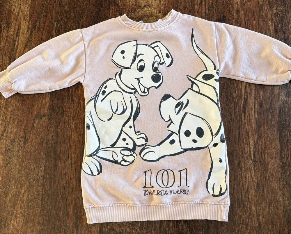 Zara Kids Disney 101 Dalmatians Sweatshirt Dress Pink Size 3-4Y 104cm
